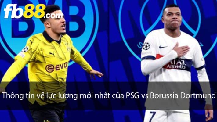 Thông tin về lực lượng mới nhất của PSG vs Borussia Dortmund